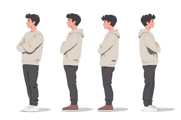 Fototapeta premium Minimalistic Vector Illustration of Person Leaning Against Wall with Arms Crossed