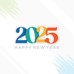 Happy New Year 2025 number and letter element design