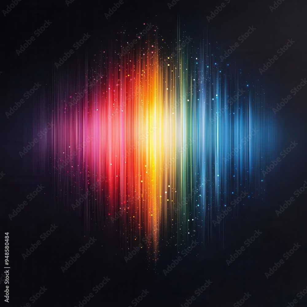 Poster create bright, colorful lines cascading down like falling light