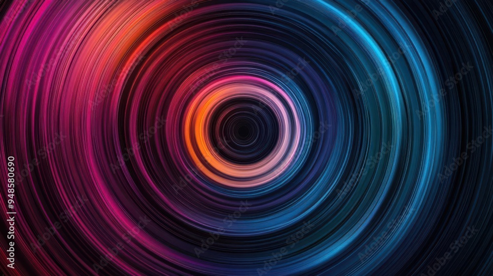 Poster create bright, concentric circles of colorful lines pulsating