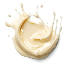 Splash of white cream texture isolated on white background. Face creme, body lotion swatch.	