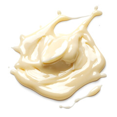 Splash of white cream texture isolated on white background. Face creme, body lotion swatch.	
