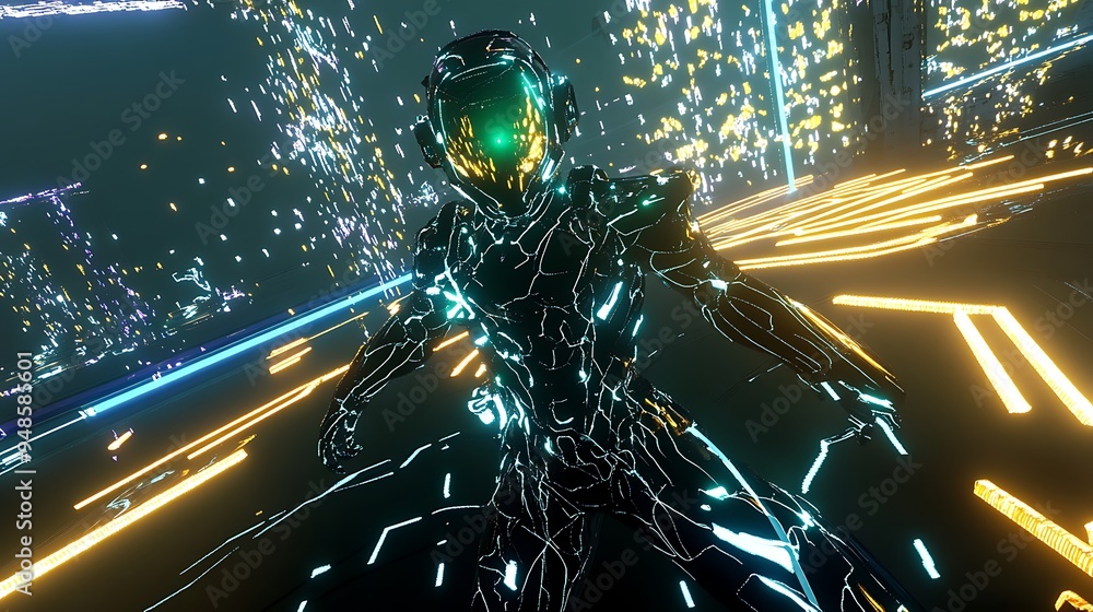 Poster digital spacewalk: experience a virtual reality journey through galactic space.