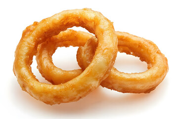Fried onion rings isolated on white background