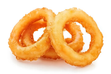 Fried onion rings isolated on white background