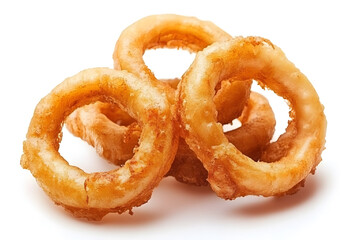 Fried onion rings isolated on white background