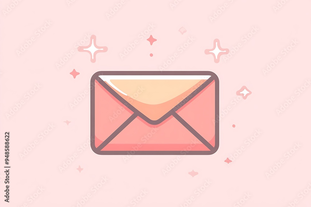 Aufkleber minimal money envelope vector icon on light pink background with clean lines and soft grey color pal