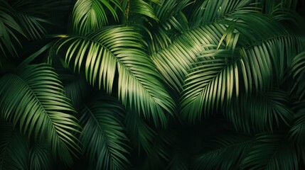 Tropical palm leaves with intricate details, creating a lively and natural backdrop, ideal for summer-themed visuals