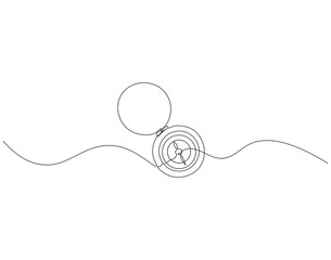 Continuous line drawing of compass. Single line illustration of old navigate and adventure symbol. Cartography concept. Editable outline