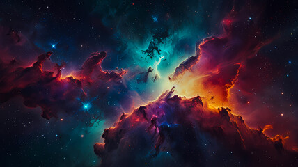 Fototapeta premium ethereal cosmic nebula background with soft pastel hues and grainy texture
