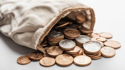 coins in a money bag