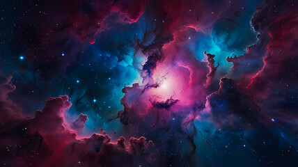 ethereal cosmic nebula background with soft pastel hues and grainy texture