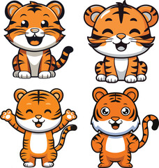 cute little happy tiger vector file