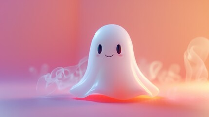 Cute friendly ghost floating on a pastel background perfect for Halloween celebrations
