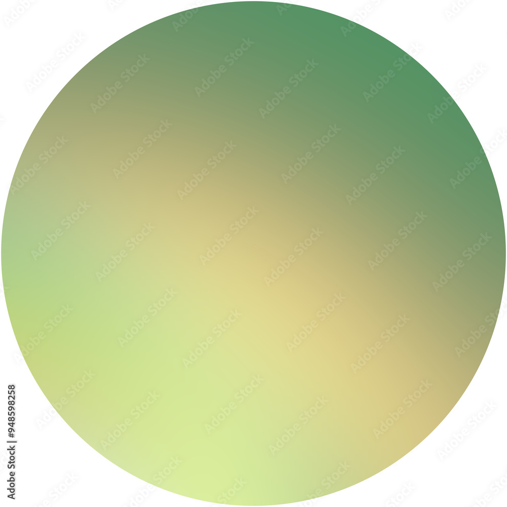 Poster abstract gradient circle blending green and yellow tones on a transparent checkered background
