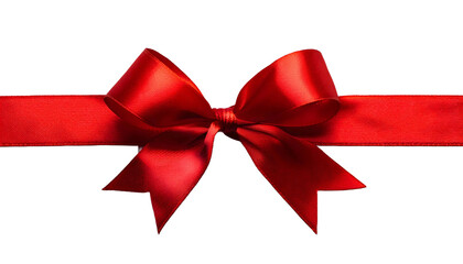 Fototapeta premium Red ribbon with bow isolated on transparent background for gift and birthday present
