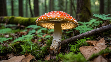amanita citrina in an oak forest.