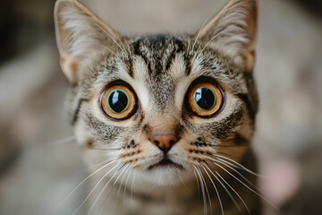 Obraz premium Close up portrait of Frighten or surprised cat