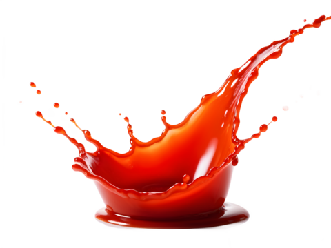 Red tomato ketchup splash on transparent background
