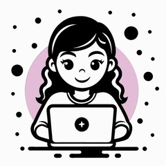 Girl Using Laptop: Digital Age Enthusiasm