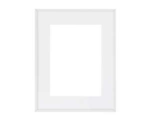 Realistic thin photo frame mockup. Simple, clean portrait large a3, a4 white frame mock-up isolated on  transparent background. Modern, minimal poster template. Vertical mount picture poster object 
