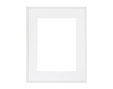 Realistic thin photo frame mockup. Simple, clean portrait large a3, a4 white frame mock-up isolated on  transparent background. Modern, minimal poster template. Vertical mount picture poster object 