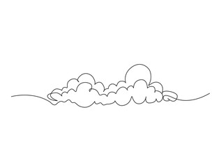 Continuous one line drawing of cumulus cloud. Cloud in the sky single line vector illustration.