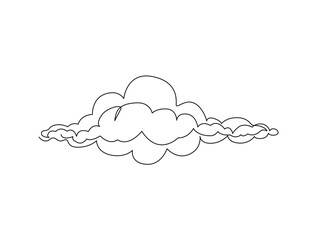 Continuous one line drawing of cumulus cloud. Cloud in the sky single line vector illustration.