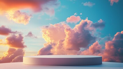 Captivating Podium Framed by a Vibrant Sunset Sky