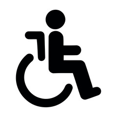 Disabled man in wheelchair icon. Accessibility, rehabilitation invalid person, people activities. vector illustration