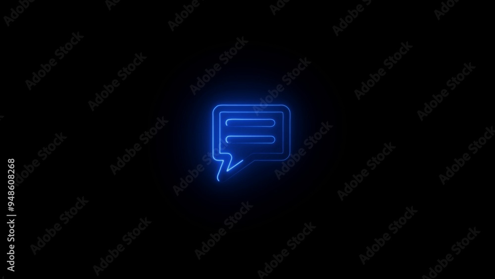 Poster neon line chat icon in line style about user interface, use for website mobile app presentation