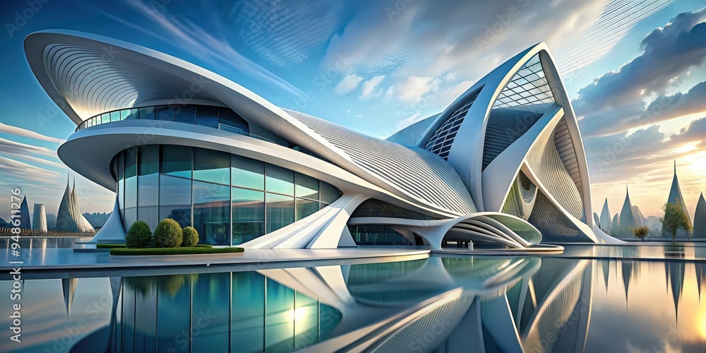Poster Abstract architecture design featuring futuristic shapes and structures, abstract, architecture,futuristic, modern