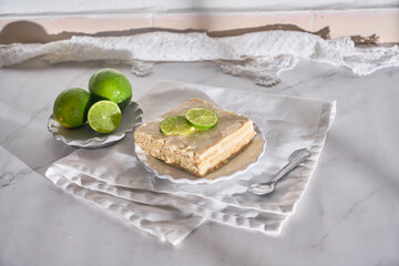 Traditional Homemade Lemon Carlota, Mexican pie
