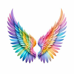 Obraz premium Angel's Wings Pastel Rainbow on white background.