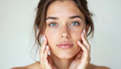 Cosmetics skincare concept | Healthy facial skin portrait.