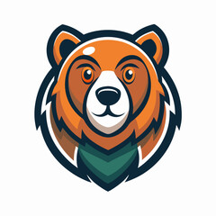 Minimalist Bear Logo Clean, Creative Icon on White Background, 2D Vector Art