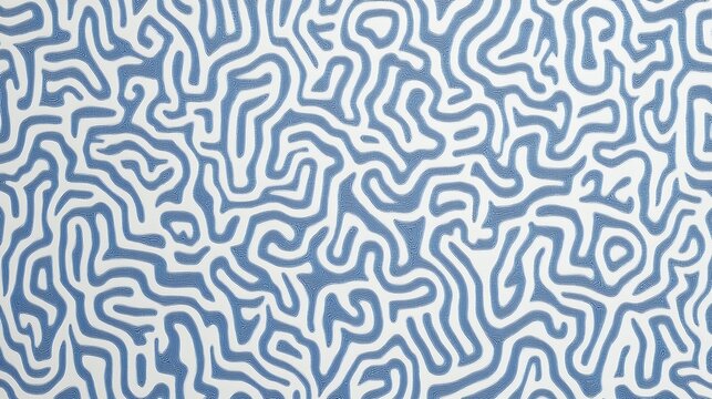 A blue and white pattern of small maze-like shapes, resembling the texture of fabric or material with fine lines and curves