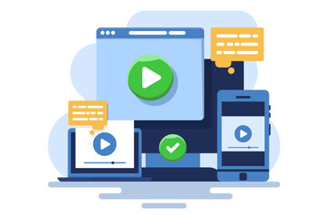 Concept of video tutorials, webinars, distance education, online training and learning. online education and e-learning at home through webinar training, online video training, tutorial podcasts.