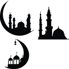 set logo mosque, vector templat, muslim ,namaz