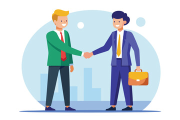 Two business partners handshaking vector illustration