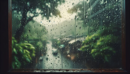Raindrops on a window glass