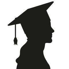 Graduate Silhouette Profile Flat Vector Illustration