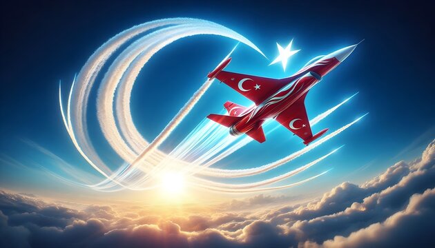 Epic Turkish Air Force Jet Creating Crescent and Star in the Sky