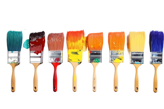 Professional Painting Tools in Action on White Background