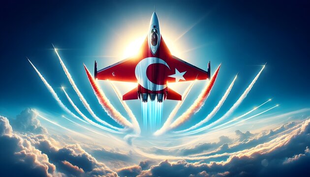 Epic Turkish Air Force Jet Creating Crescent and Star in the Sky