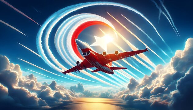 Epic Turkish Air Force Jet Creating Crescent and Star in the Sky