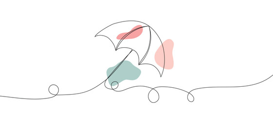 Umbrella line drawing vector. Hand-drawn line icon. Isolated icon. Design linear artwork elements. Flat design. one-line object.