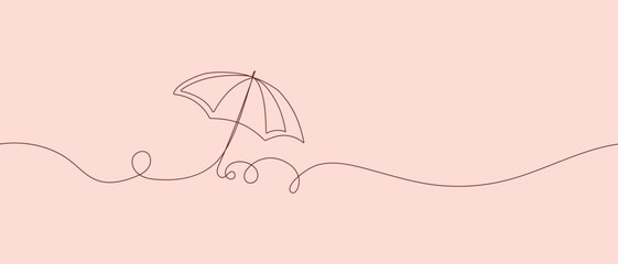 Umbrella line drawing vector. Hand-drawn line icon. Isolated icon. Design linear artwork elements. Flat design. one-line object.