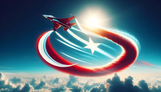 Epic Turkish Air Force Jet Creating Crescent and Star in the Sky