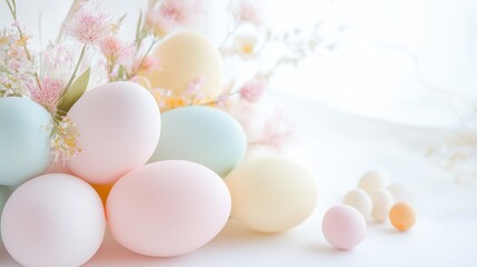 Soft pastel Easter color palette, spring tones, seasonal swatch, isolated on white background